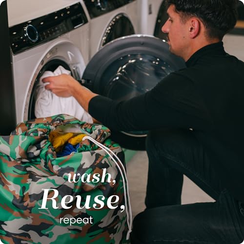 Handy Laundry Nylon Laundry Bag - Locking Drawstring Closure and Machine Washable. These Bags will Fit a Laundry Basket or Hamper and Strong Enough to Carry up to Three Loads of Clothes. (Camouflage) - Image 5