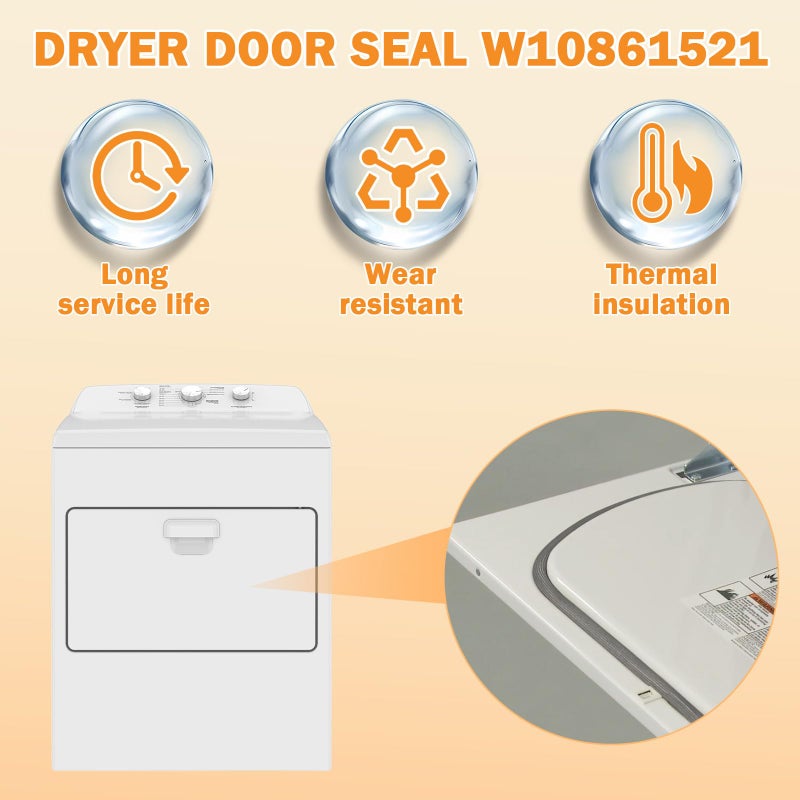 ulapithi Upgraded W10861521 Dryer Door Seal Part Compatible with Maytag Amana Crosley Inglis Kenmore and Whirlpool Dryer Seal Replaces AP5999407 WP3405246 PS11731610 W10730752 4382011 W10389572 - With Adhesive - Image 3