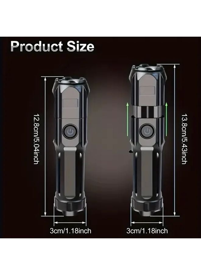 Super Bright Flashlight Fast Retractable Zoom USB Rechargeable 3 Modes Compact Portable For Camping Power Outages - Image 4