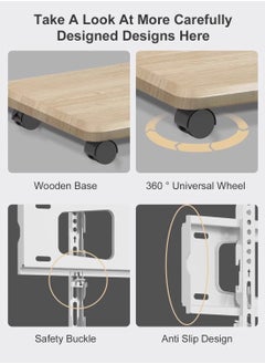 FlashHawk Rolling TV Floor Stand for 26 to 70 inch TVs with 2-Shelf Storage Trays,Portable Mobile Cart with Wheels, with Swivel Mount,Corner Universal Stands for Bedroom, Outdoor  - Image 5