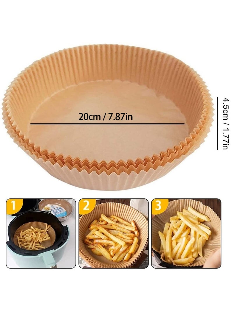 YOONISPRO 50-Pack Air Fryer Disposable Parchment Paper Liners – 20cm Non-Stick, Food-Grade Baking Paper for Air Fryer, Microwave & Oven, Heat-Resistant Round Liners (Brown) - Image 2