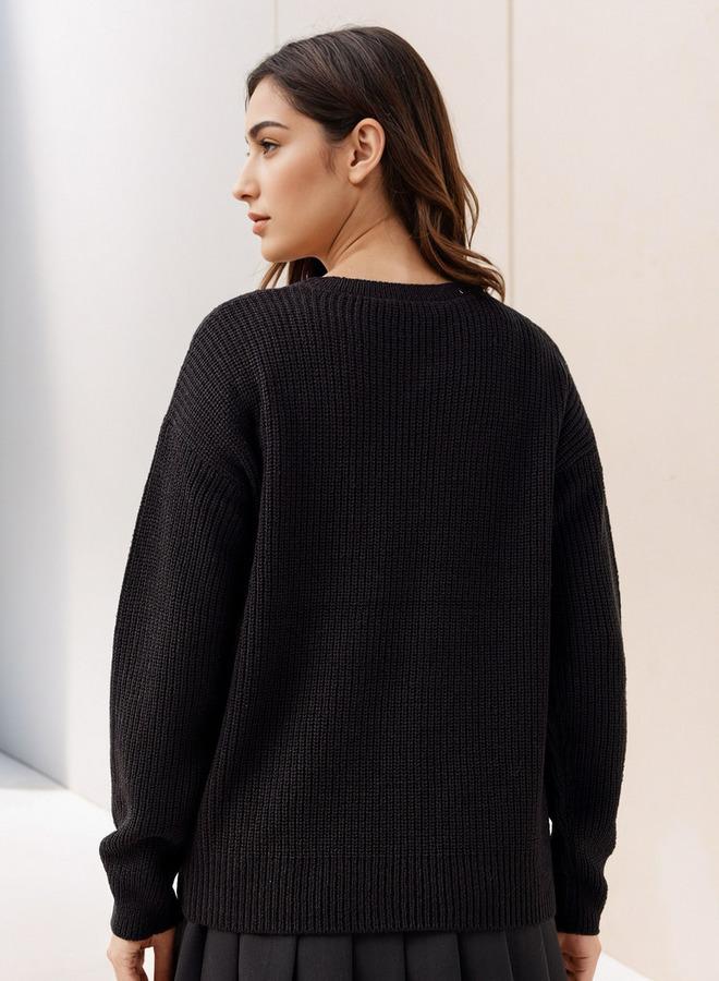 سبلاش فيڤ كنزة بياقة دائرية بنقوش وأكمام طويلة - Image 3