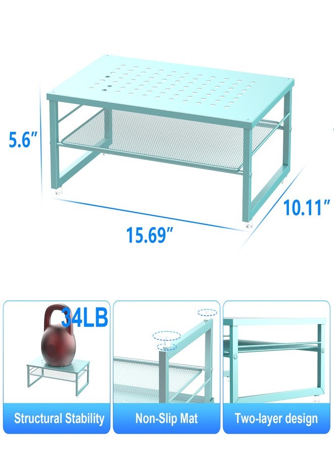 gianotter 2-Tier Metal Monitor Stand Riser, Desk Organizer for Monitor, Office Desk Storage Organizer for Office Supplies (Blue) - Image 5