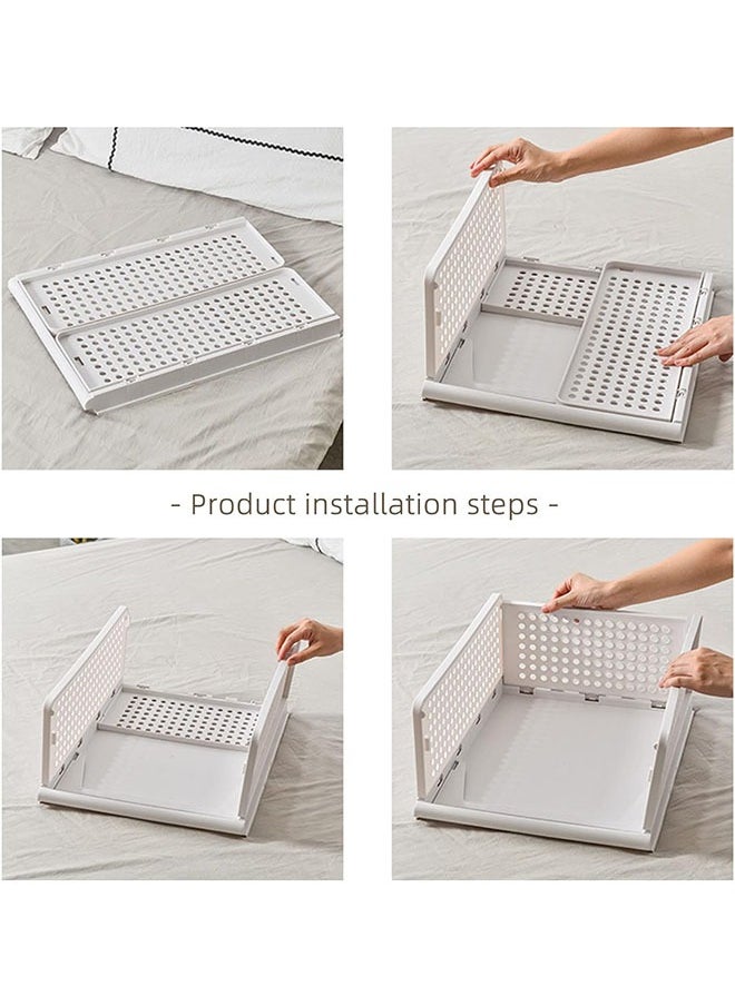Generic Stackable Plastic Storage Basket-Foldable Closet Organizers Storage Bins  Shelf Storage Container for Wardrobe Cupboard Kitchen Bathroom Office  - Image 5