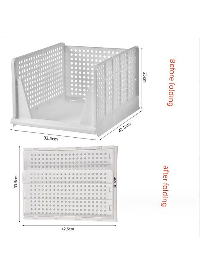 Generic Stackable Plastic Storage Basket-Foldable Closet Organizers Storage Bins  Shelf Storage Container for Wardrobe Cupboard Kitchen Bathroom Office  - Image 4