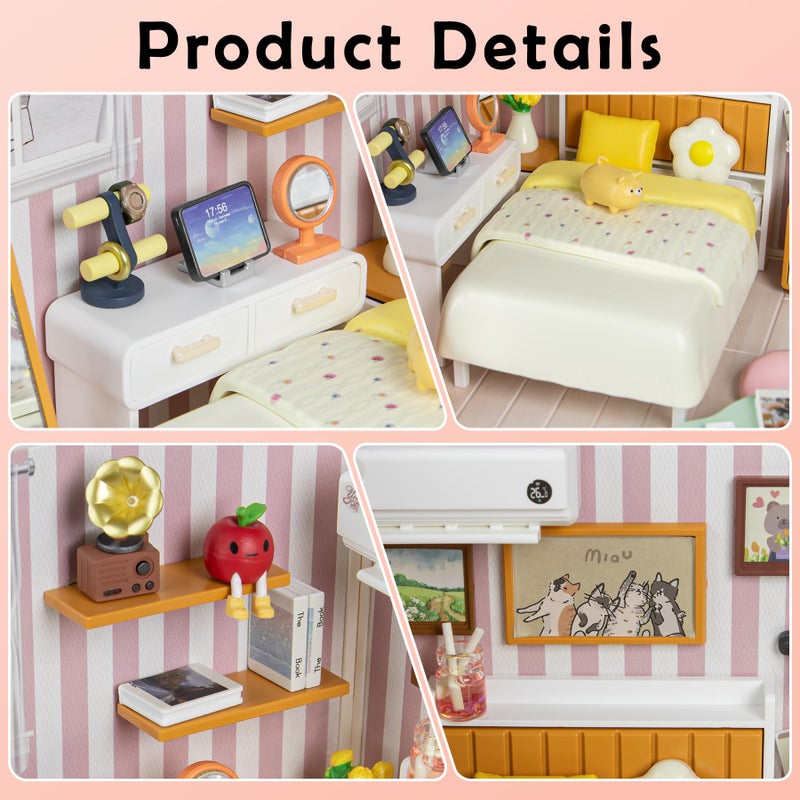 BeepZipp DIY Miniature House Kit Gift for Teens, Mini Dollhouse with Roof & Dust Covers, Light, Furniture, Creative Crafts for Adults for Mini Figures & Christmas Decor Gift Idea - Image 3