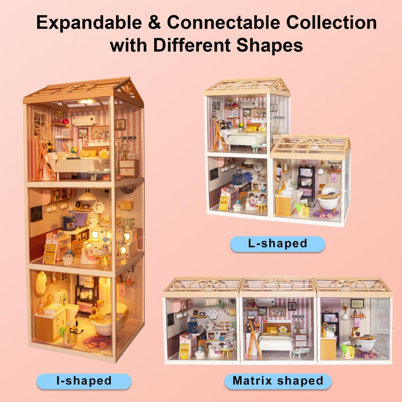 BeepZipp DIY Miniature House Kit Gift for Teens, Mini Dollhouse with Roof & Dust Covers, Light, Furniture, Creative Crafts for Adults for Mini Figures & Christmas Decor Gift Idea - Image 5