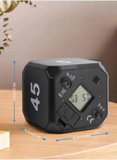 Y&D Cube Timer, KASTWAVE Digital Kitchen Timer Gravity Sensor Flip Preset Timers with 4 LED Light Alarm Countdown Settings 5-15-25-45 Mins Time Management for Study, Cook, Office, Exercise (Black)  - Image 5