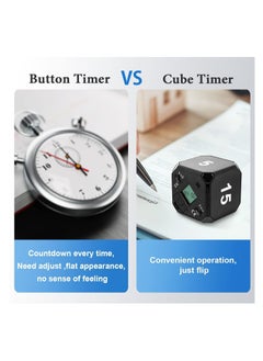 Y&D Cube Timer, KASTWAVE Digital Kitchen Timer Gravity Sensor Flip Preset Timers with 4 LED Light Alarm Countdown Settings 5-15-25-45 Mins Time Management for Study, Cook, Office, Exercise (Black)  - Image 3