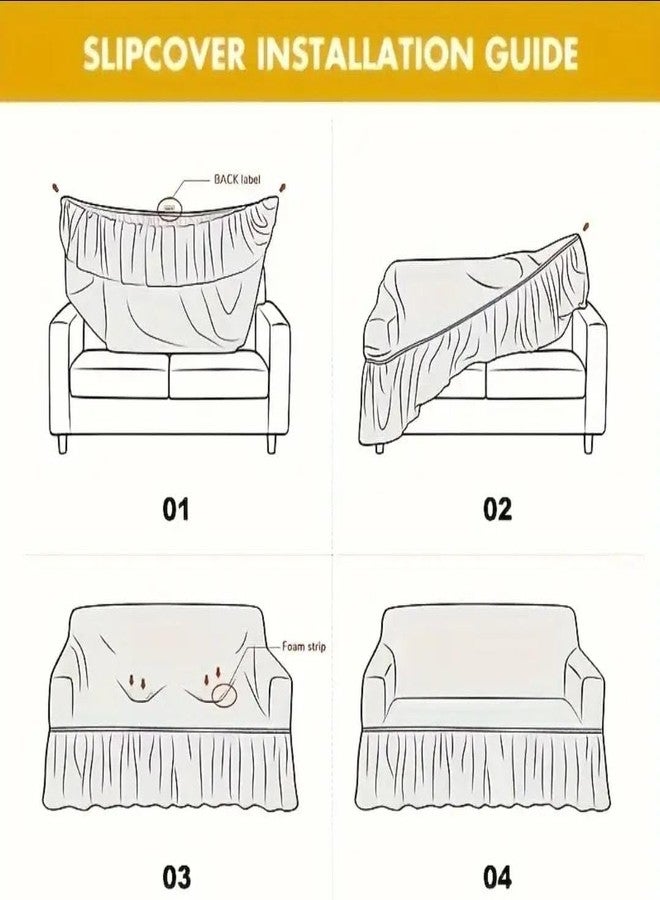 Whizz Elastic Stretchable 5 Seater Sofa Cover with Frill for Living Room.(1+1+3) (Grey Flower) - Image 4