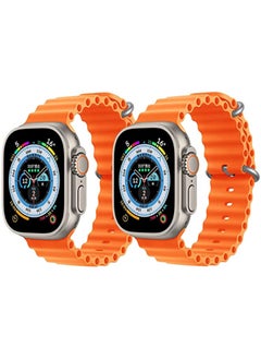 Silicone Ocean Band Strap Orange Silicone Ocean Band Strap Orange Set of 2 for Apple Watch Ultra 8 49mm