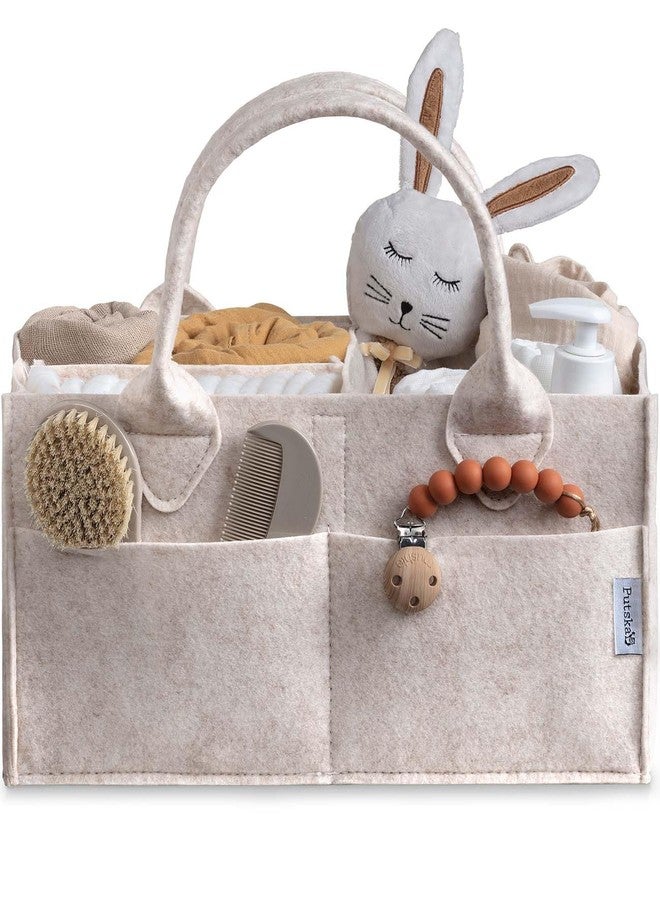PUTSKA Nursery Storage Basket - Baby Diaper Caddy Organizer for Diaper Station, Newborn Essentials, Baby Shower List and Registry Gift Must-Haves for Boy or Girl - Mocha, Small - Image 1