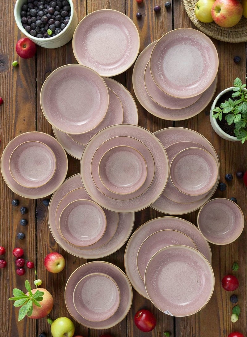 ايست من نون طقم سفرة من البورسلين مكوّن من 24 قطعة، يكفي لعدد 6 أشخاص، آمن للاستخدام في الميكروويف وغسالة الصحون، بتصميم عصري زهري - Image 2