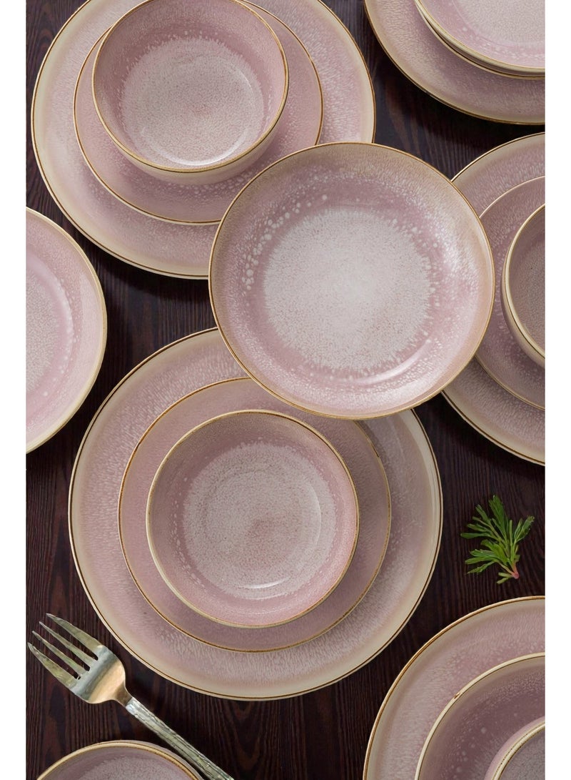 ايست من نون طقم سفرة من البورسلين مكوّن من 24 قطعة، يكفي لعدد 6 أشخاص، آمن للاستخدام في الميكروويف وغسالة الصحون، بتصميم عصري زهري - Image 4