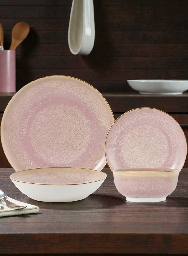 ايست من نون طقم سفرة من البورسلين مكوّن من 24 قطعة، يكفي لعدد 6 أشخاص، آمن للاستخدام في الميكروويف وغسالة الصحون، بتصميم عصري زهري - Image 5