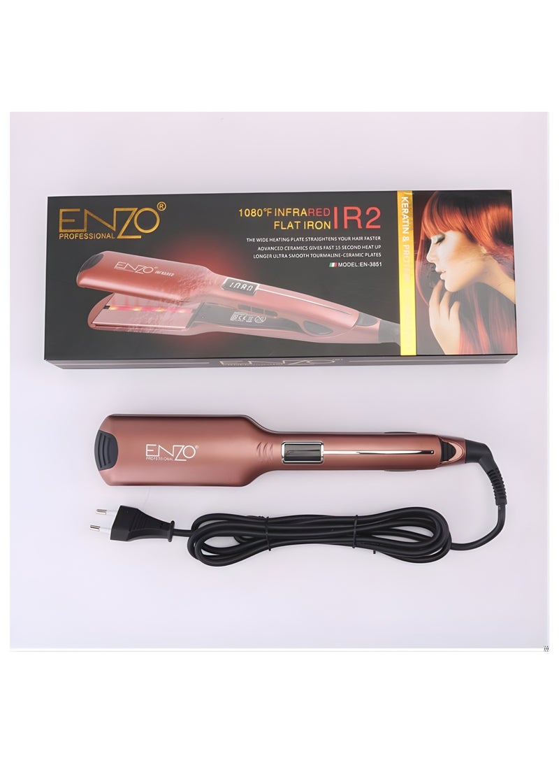 إنزو EN‑3851 مكواة شعر احترافية | تصفيف سريع | صفائح تيتانيوم بالأشعة تحت الحمراء | حماية من التجعد | شعر ناعم ولامع - Image 4