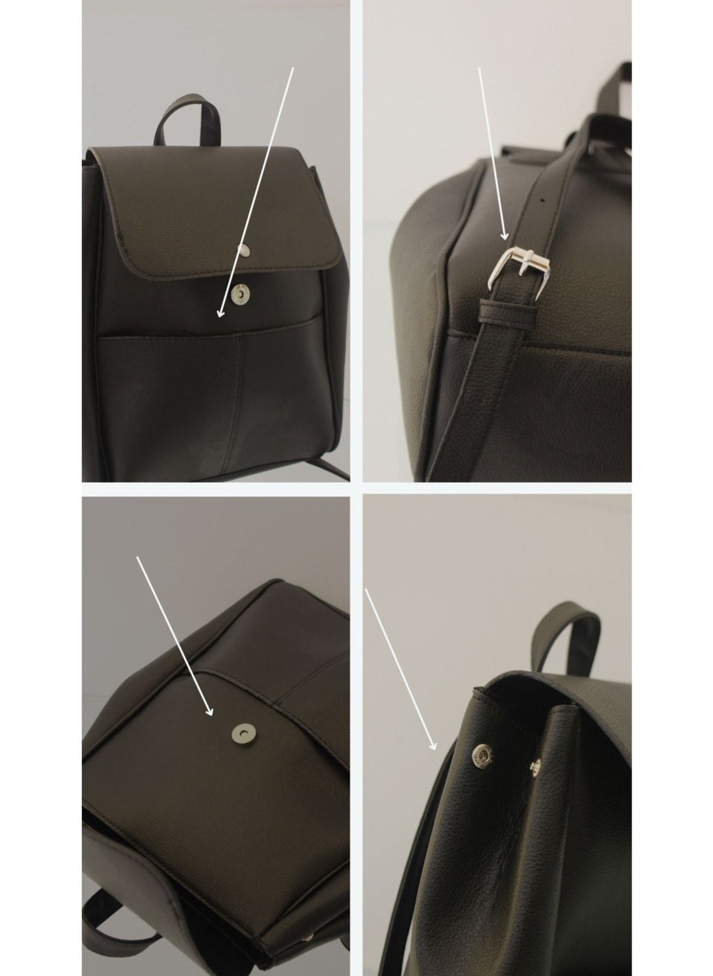 With-W - Waterproof Leather Look Women's Backpack with Pocket Faux Leather Casual/Daily Faux Leather Patterned Black - Image 1