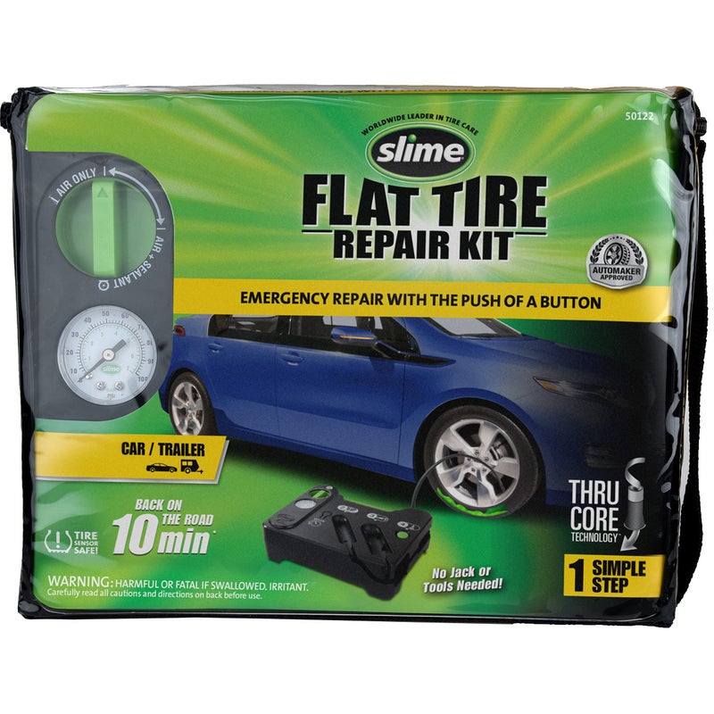 Slime 50122 Flat Tire Puncture Emergency Kit, Includes Sealant and Tire Inflator Pump, Analog, Suitable for Cars and Other Highway Vehicles, 10 Min Fix - Image 1