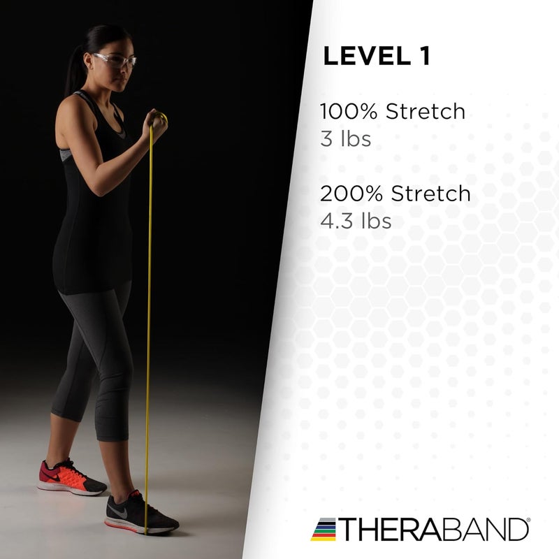 THERABAND Professional Latex Elastic Resistance Tubes - 100 Feet, Yellow, Beginner Level 2 for Upper & Lower Body Workouts - Image 5