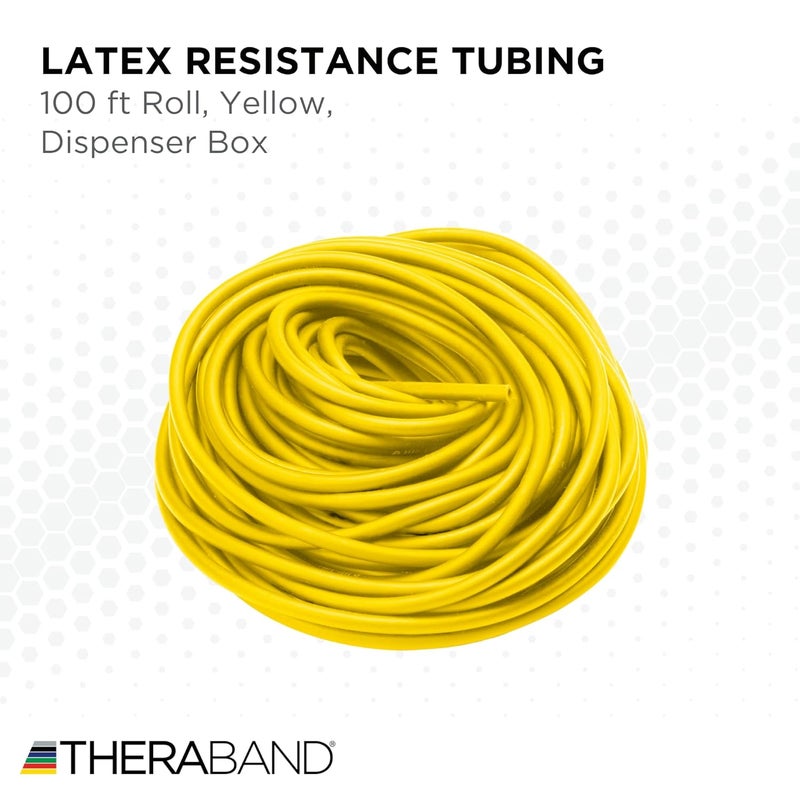 THERABAND Professional Latex Elastic Resistance Tubes - 100 Feet, Yellow, Beginner Level 2 for Upper & Lower Body Workouts - Image 2