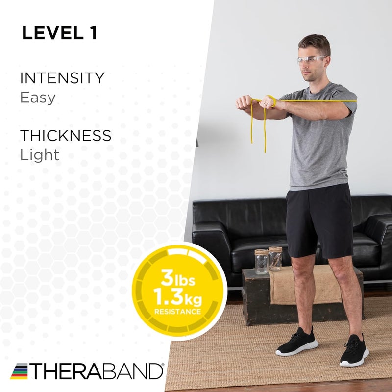 THERABAND Professional Latex Elastic Resistance Tubes - 100 Feet, Yellow, Beginner Level 2 for Upper & Lower Body Workouts - Image 4