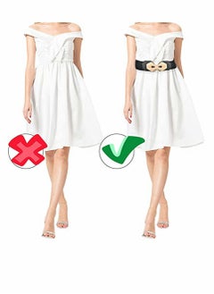 KASTWAVE Women Stretchy Vintage Belt, 3PCS Women's Leather Belt For Jeans, Dresses, Pants Belt, Wide Elastic Waist Belt for Women, Evening Dress Belt, Shape Curve, Beautiful Elegant (Black and Gold)  - Image 3