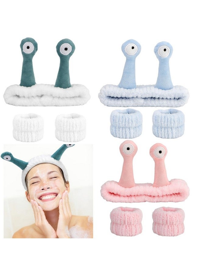 Canitor Snail Spa Headband Wrist Bands - Cute Animal Hair Accessories for Face Wash, Makeup Removal, and Skincare - Fun Gifts for Women and Girls - Image 1