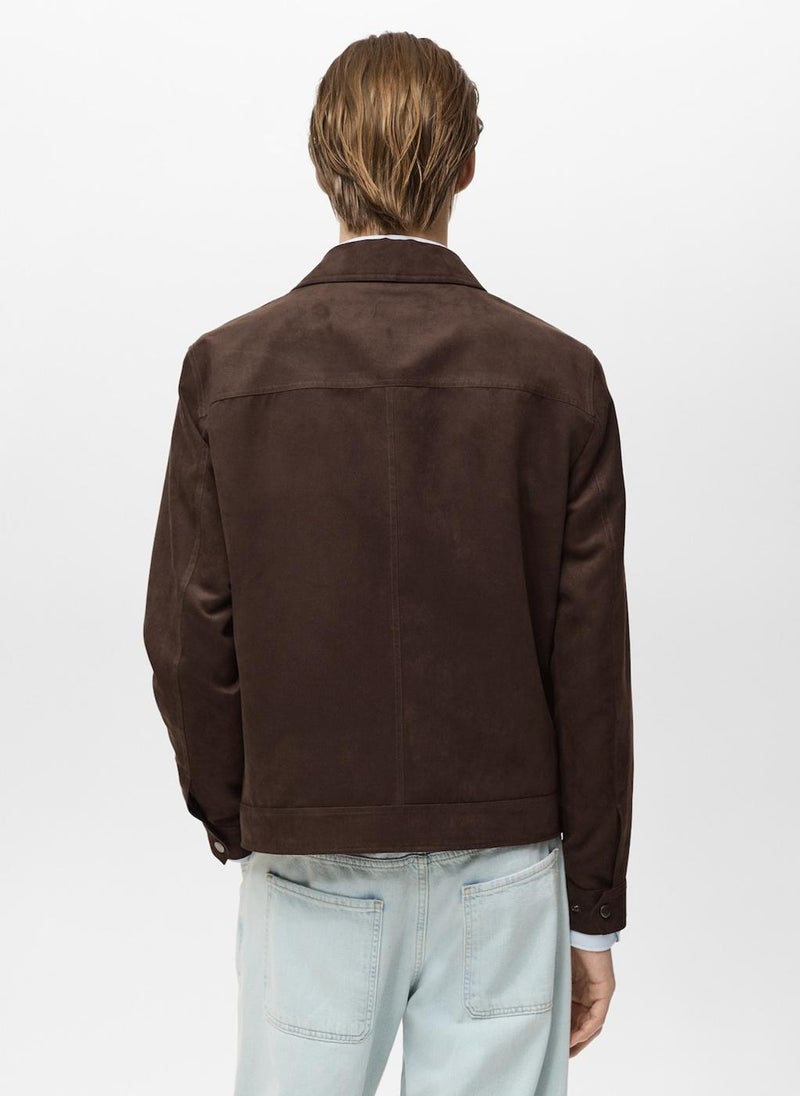 Mango Man - Suede-Effect Jacket With Zip - Image 1
