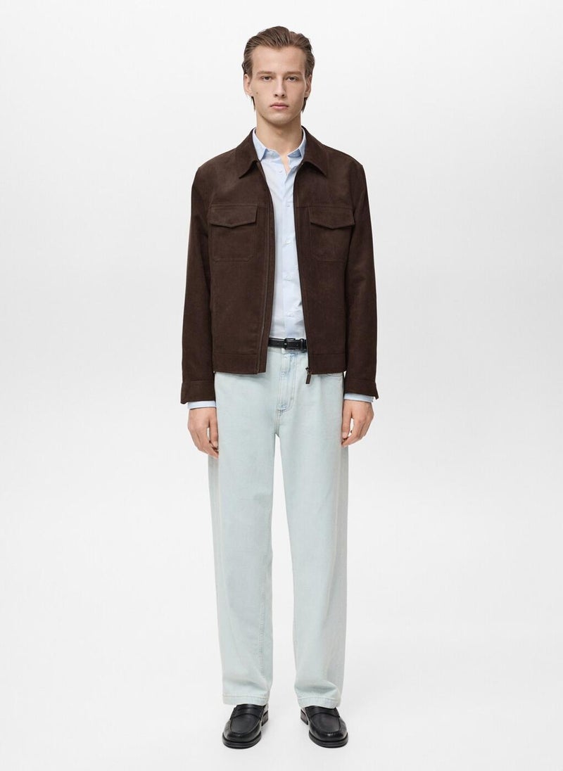 Mango Man - Suede-Effect Jacket With Zip - Image 1