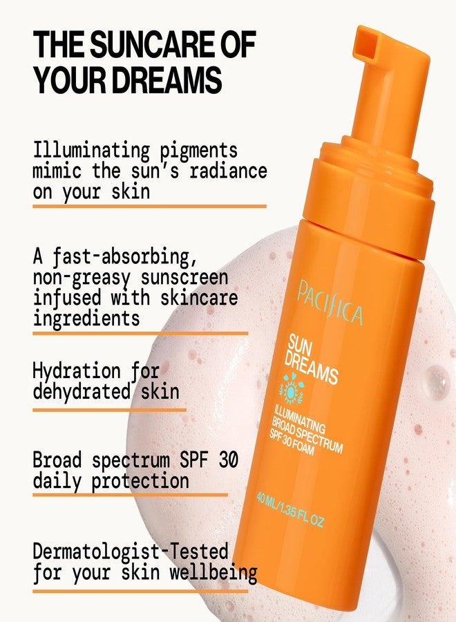 Pacifica Facial Sunscreen - Sun Dreams Illuminating SPF 30 Foam Broad Spectrum Every Day Face Lotion UVA/UVB Protection - Image 5