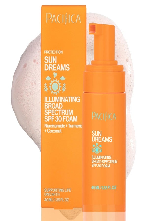 Pacifica Facial Sunscreen - Sun Dreams Illuminating SPF 30 Foam Broad Spectrum Every Day Face Lotion UVA/UVB Protection - Image 1