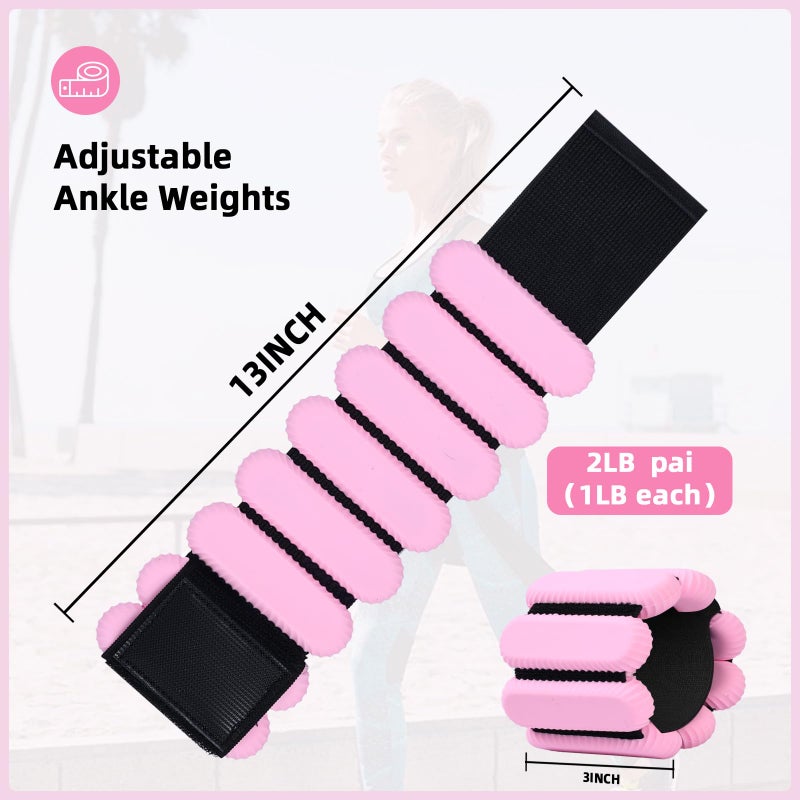 BYCCP Ankle Weights for Women and Men, Adjustable Wrist Weighted Training Bracelet for Home Gym Workout, Strength Training Walkin Running, Foot weights for exercise, ï¼ˆ1 LB each,Pink colorï¼‰2pc on Set - Image 4