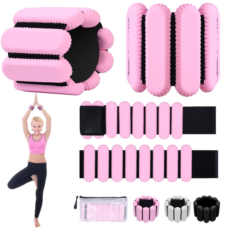 BYCCP Ankle Weights for Women and Men, Adjustable Wrist Weighted Training Bracelet for Home Gym Workout, Strength Training Walkin Running, Foot weights for exercise, ï¼ˆ1 LB each,Pink colorï¼‰2pc on Set - Image 1
