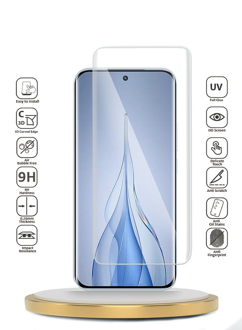 Wtech Tecno Pova Slim 5G 2025 Premium Curved Edges UV Full Glue Full Cover Tempered Glass Screen Protector (MSGUCN) - Clear - Image 2