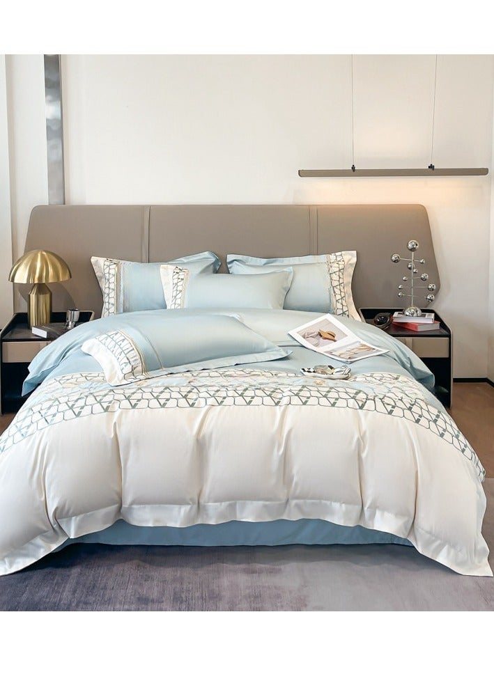 Fitted Sheet Style — French High-End 180 Thread Pure Cotton Embroidered Bedding Four Piece Set - Image 1