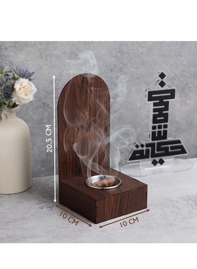 Story Of Candle An Elegant Wooden Incense Burner and Smoker Bearing an Arabic Phrase - Image 2