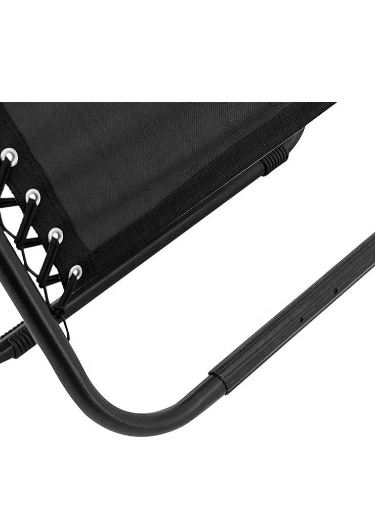 كينغ كامب كرسي استرخاء قابل للطي زيرو جرافيتي، وسادة استرخاء للفناء قابلة للتعديل بجانب حمام السباحة والفناء والشاطئ والتخييم في الهواء الطلق، سهل التخزين (أسود)، ستانلس ستيل - Image 2