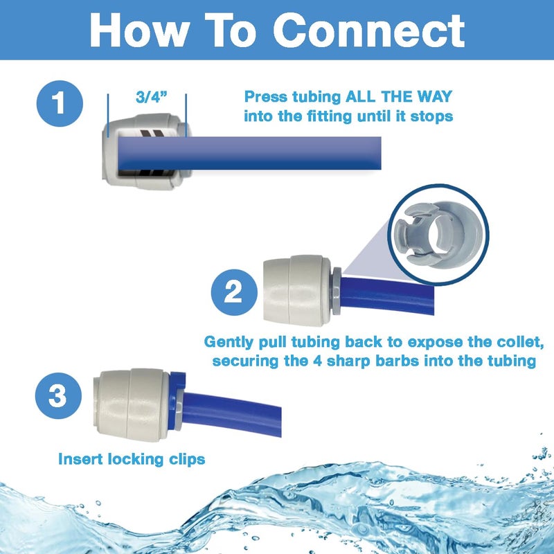 Filtration Warehouse Speed Fit 1/4 or 3/8 Inch Shut Off Valve, Push to Connect Plastic Plumbing Fitting, With Locking Clips, Filtration Warehouse, Compare to PPSV040808WP (1/4" One Pack) - Image 3