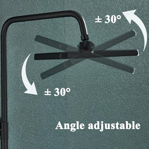 InArt Thermostatic LED Rainfall Shower Panel - Matte Black Faucet Set with Wall Mixer, Diverter, Rack, Hot & Cold Hand Shower (Black Matt) - Image 5