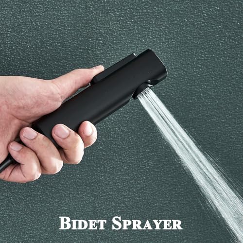 InArt Thermostatic LED Rainfall Shower Panel - Matte Black Faucet Set with Wall Mixer, Diverter, Rack, Hot & Cold Hand Shower (Black Matt) - Image 4
