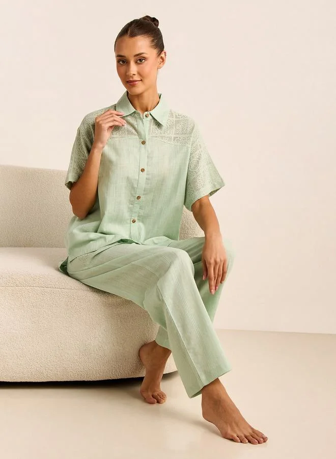 سبلاش فيڤ طقم قميص وبيجامة بتفاصيل كروشيه