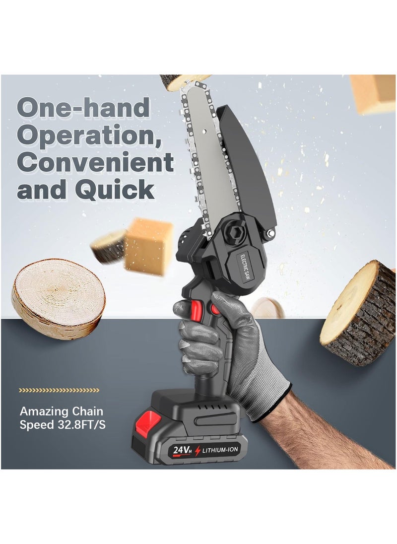 MileMelo - 24V Mini Cordless Chainsaw, Portable Electric Pruning Handheld  Chain Saws With 1 Battery 1 Chain, Wood Cutter Pruning For Tree Branches, Courtyard, Woodworking Garden Tools- Black - Image 1