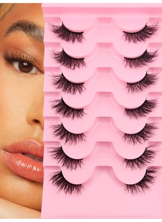 10 Pairs False Eyelashes, 3D Natural Look Synthetic Natural Look Lashes, Reusable False Lashes with Clear Band, Handmade 3D Eyelashes for Women, Mink Eyelashes Style Half Strip Design for Daily Wear & Special Occasions, Black - view 2