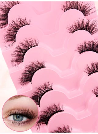 10 Pairs False Eyelashes, 3D Natural Look Synthetic Natural Look Lashes, Reusable False Lashes with Clear Band, Handmade 3D Eyelashes for Women, Mink Eyelashes Style Half Strip Design for Daily Wear & Special Occasions, Black - view 3