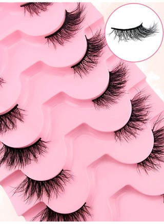 10 Pairs False Eyelashes, 3D Natural Look Synthetic Natural Look Lashes, Reusable False Lashes with Clear Band, Handmade 3D Eyelashes for Women, Mink Eyelashes Style Half Strip Design for Daily Wear & Special Occasions, Black - view 4