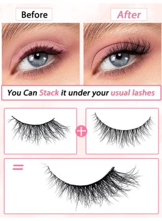 10 Pairs False Eyelashes, 3D Natural Look Synthetic Natural Look Lashes, Reusable False Lashes with Clear Band, Handmade 3D Eyelashes for Women, Mink Eyelashes Style Half Strip Design for Daily Wear & Special Occasions, Black - view 5