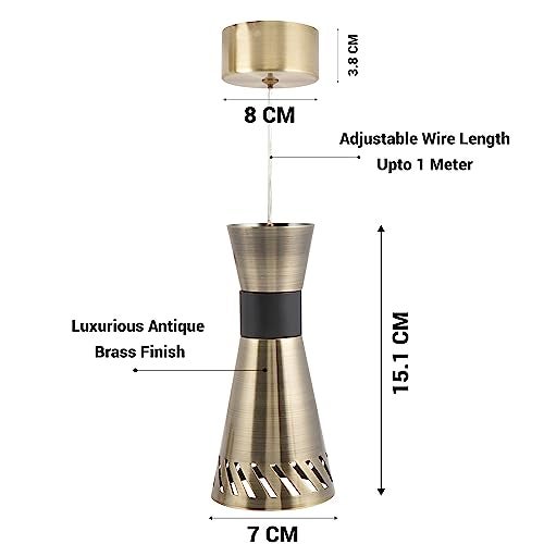 FILLISKA® Luxurious Hanging/Pendant Light (9 Watt Black & Antique Brass) - Image 3