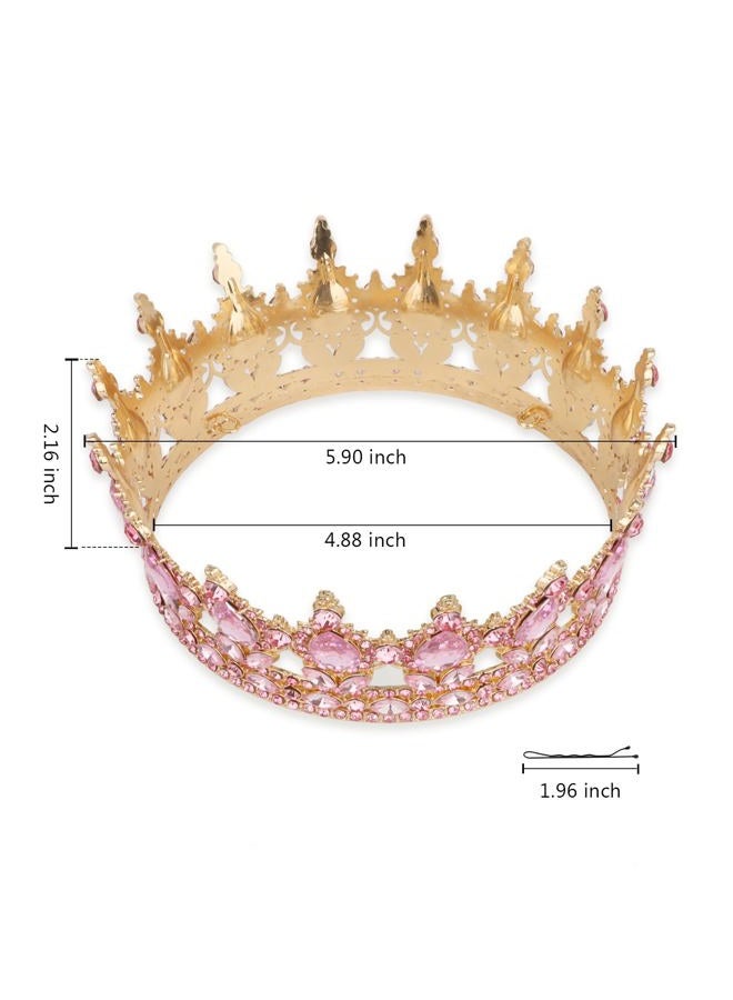 Cavetee Crystal Crowns for Women Full Round Queen Tiara for Women Bridal Wedding Prom Princess Birthday Decorations Birthday Crown Cake Topper, 12.5cm diameter, 5.2cm height - Image 2