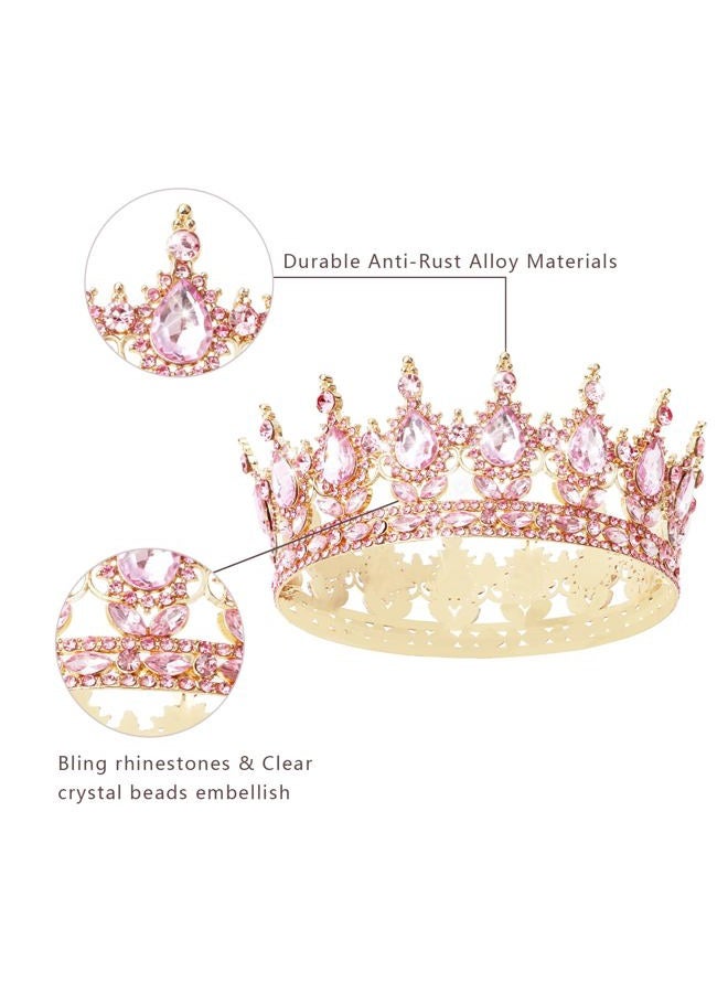 Cavetee Crystal Crowns for Women Full Round Queen Tiara for Women Bridal Wedding Prom Princess Birthday Decorations Birthday Crown Cake Topper, 12.5cm diameter, 5.2cm height - Image 4