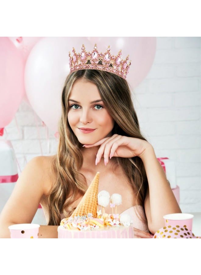 Cavetee Crystal Crowns for Women Full Round Queen Tiara for Women Bridal Wedding Prom Princess Birthday Decorations Birthday Crown Cake Topper, 12.5cm diameter, 5.2cm height - Image 3